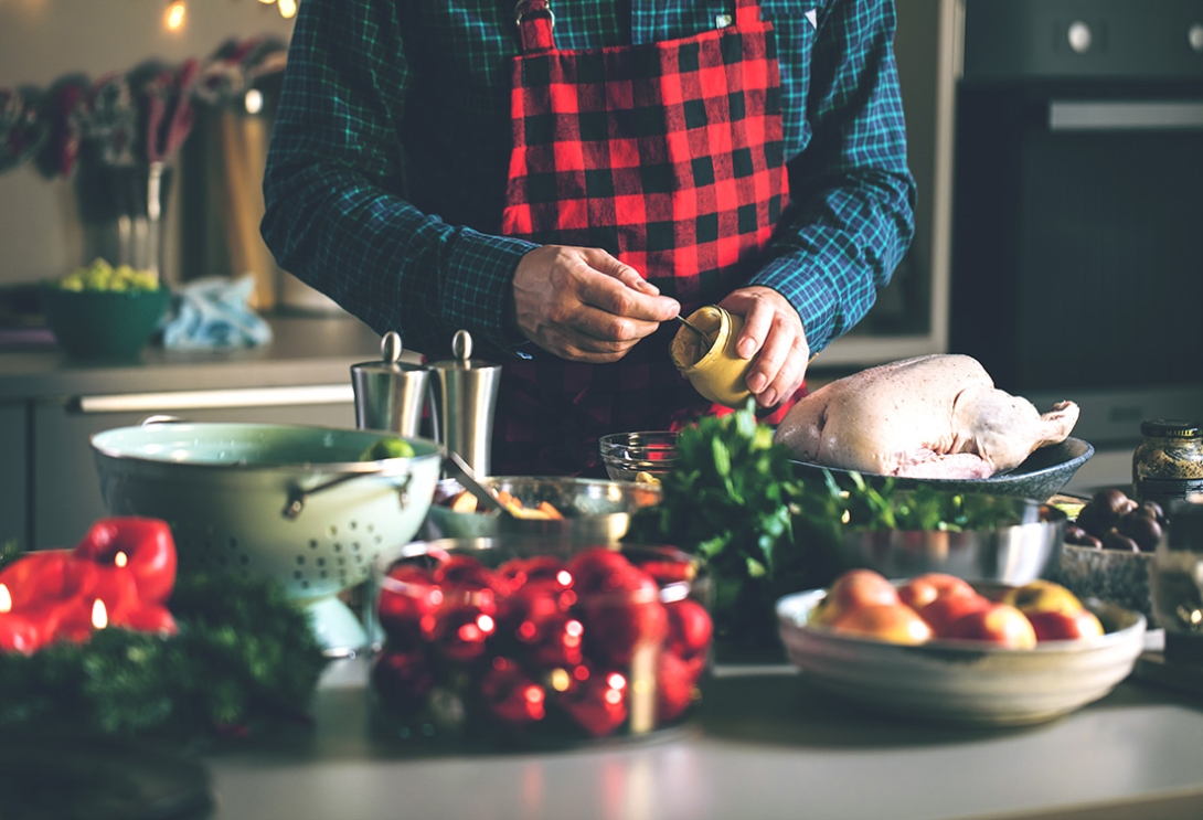 Person cooking food for holiday meals